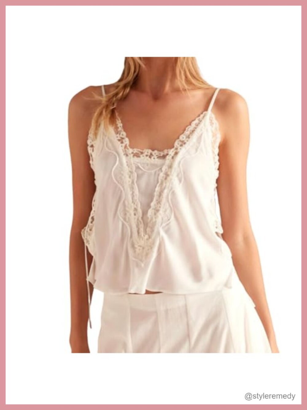 Womens Crochet Lace Trim Sleeveless Crop Cami Tank Top Boho Y2K
